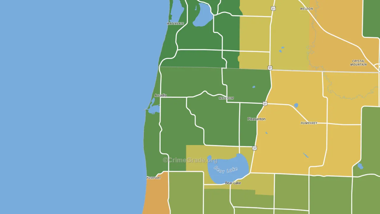 Arcadia, MI Map of Drug-Related Crime Rates
