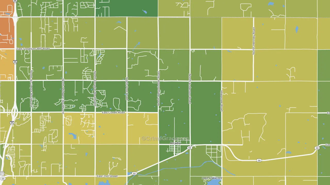 Arcadia, OK Map of Drug-Related Crime Rates