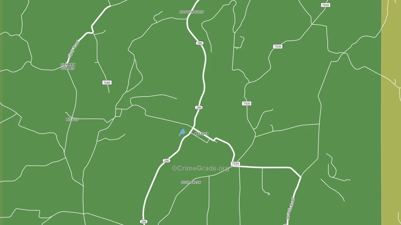 Arcadia, PA Map of Drug-Related Crime Rates