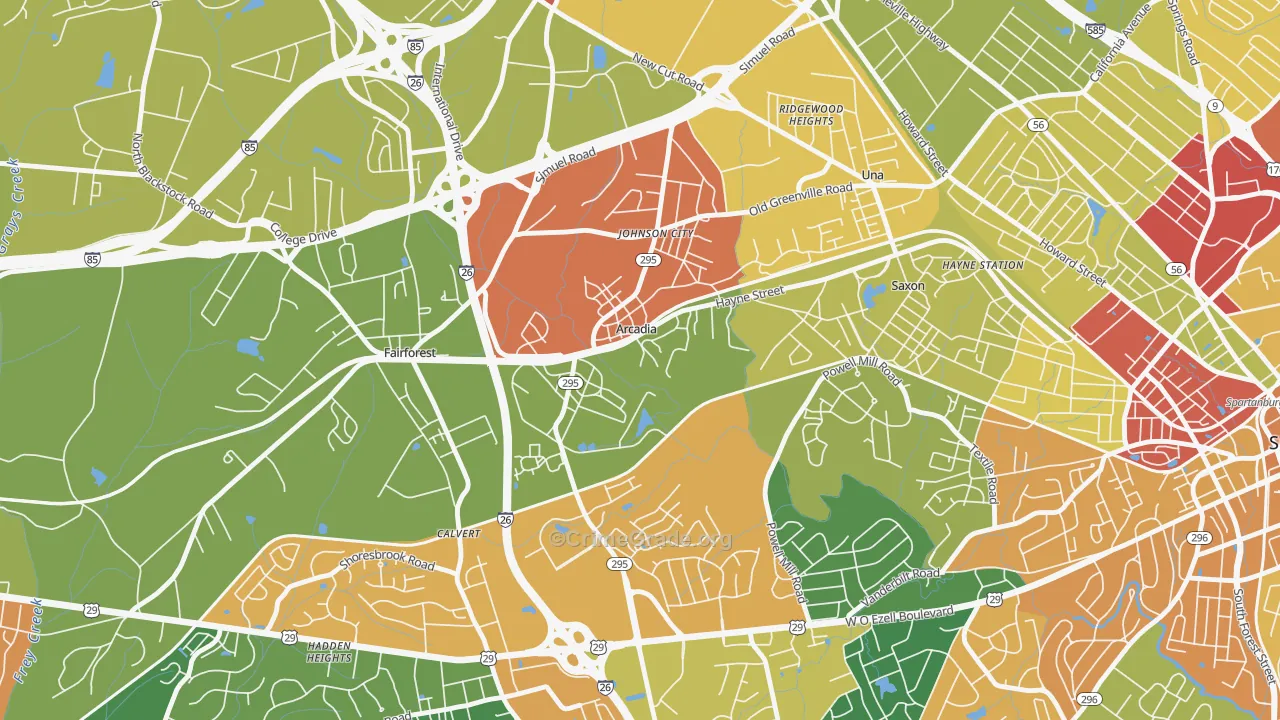 Arcadia, SC Map of Drug-Related Crime Rates