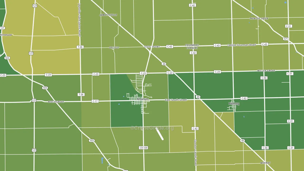 Arcanum, OH Map of Drug-Related Crime Rates