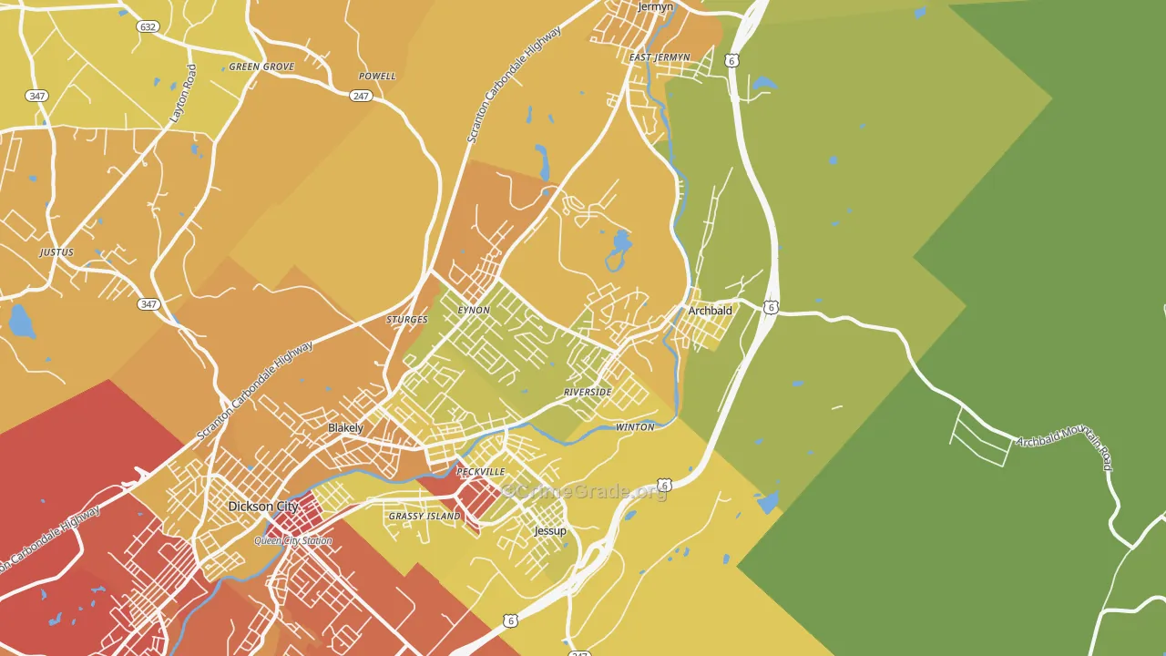 Archbald, PA Map of Drug-Related Crime Rates