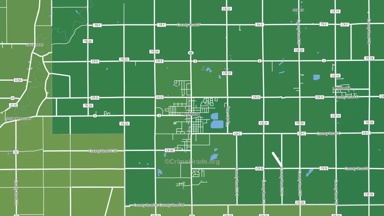 Archbold, OH Map of Drug-Related Crime Rates