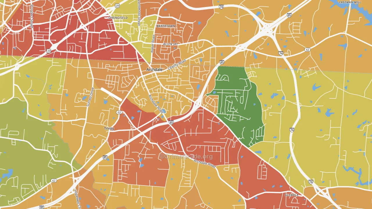 Archdale, NC Map of Drug-Related Crime Rates