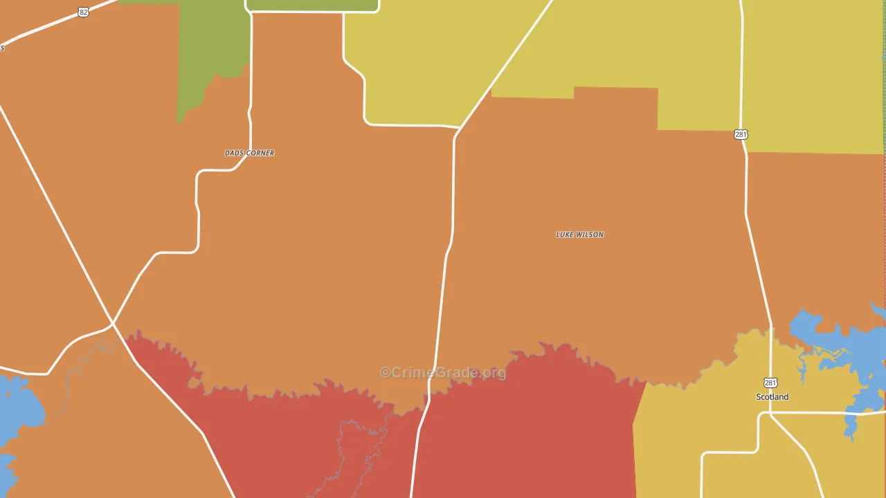 Archer County, TX Map of Drug-Related Crime Rates