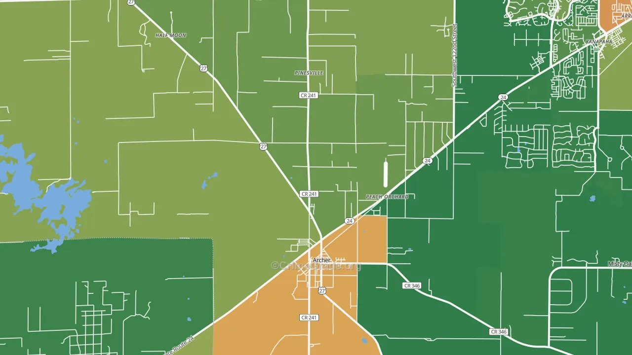 Archer, FL Map of Drug-Related Crime Rates