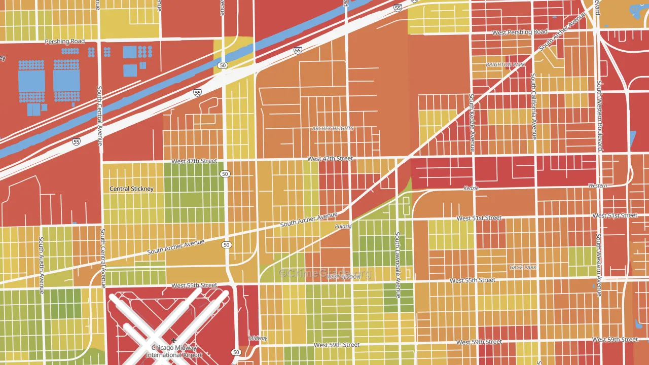 Archer Heights, Chicago, IL Map of Drug-Related Crime Rates