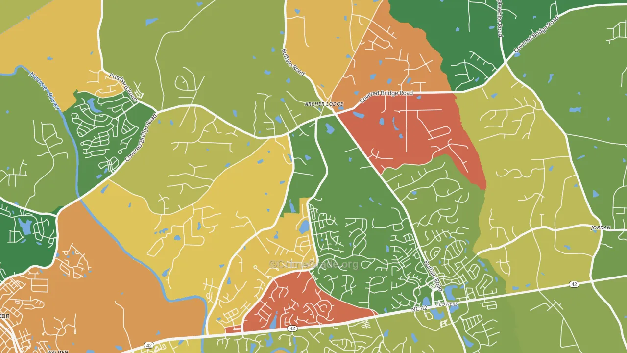 Archer Lodge, NC Map of Drug-Related Crime Rates