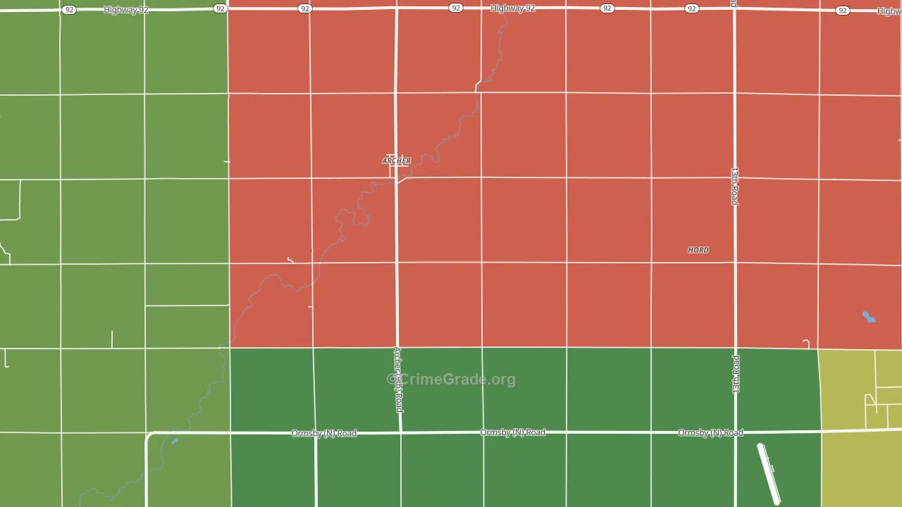 Archer, NE Map of Drug-Related Crime Rates