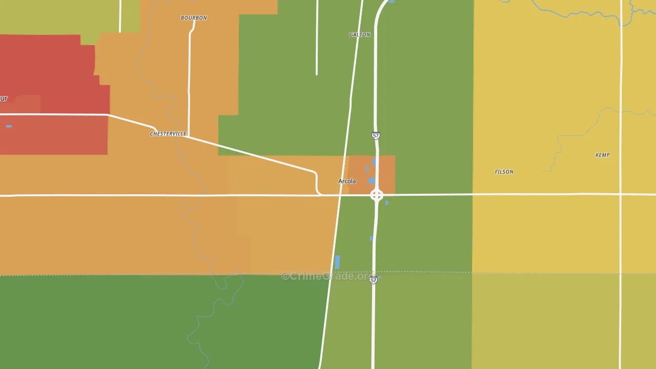 Arcola, IL Map of Drug-Related Crime Rates