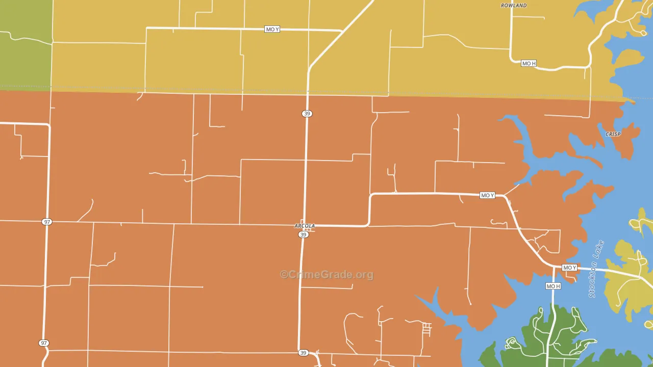 Arcola, MO Map of Drug-Related Crime Rates