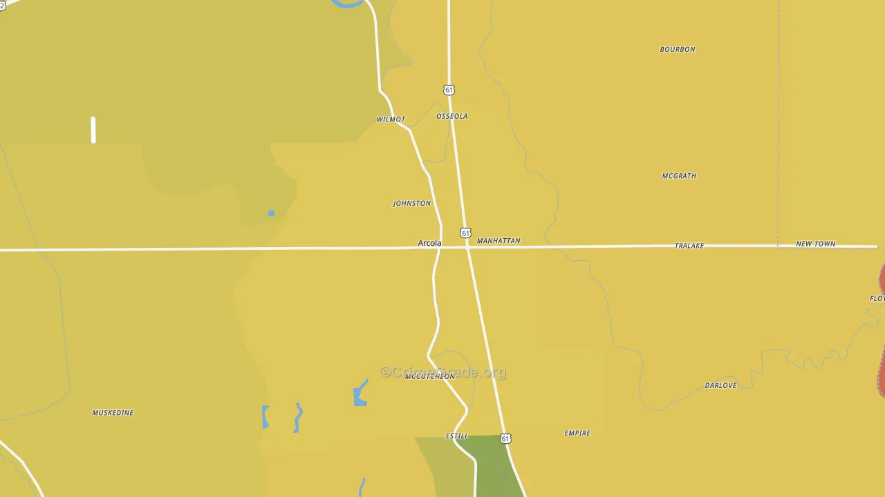 Arcola, MS Map of Drug-Related Crime Rates