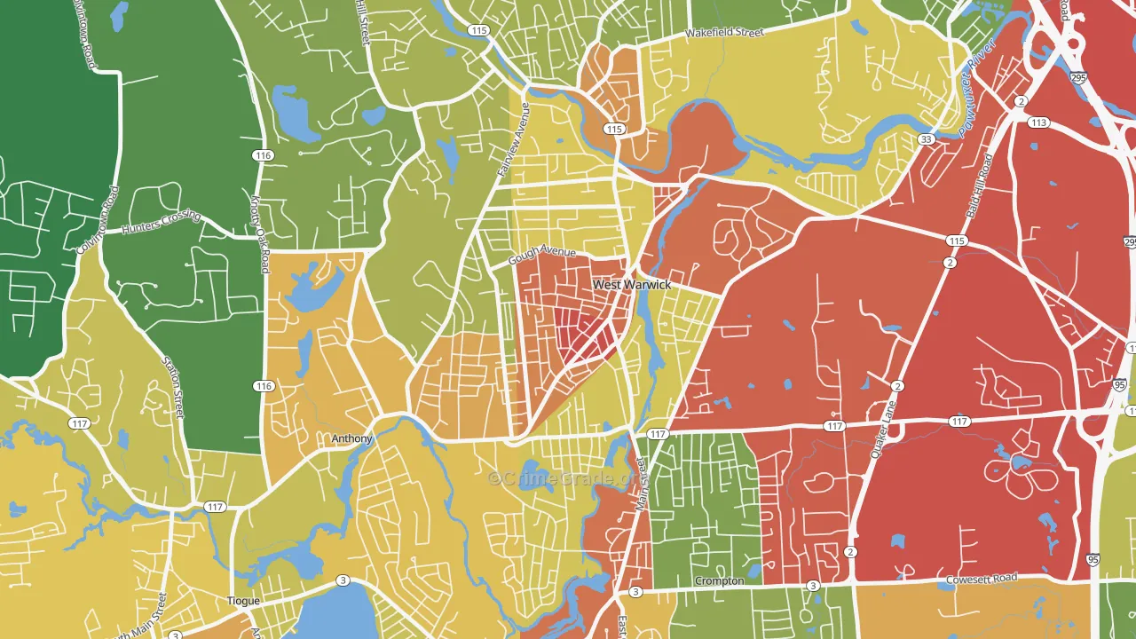 Arctic, West Warwick, RI Map of Drug-Related Crime Rates