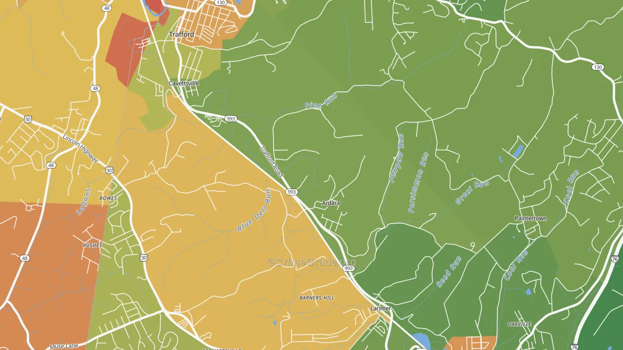Ardara, PA Map of Drug-Related Crime Rates