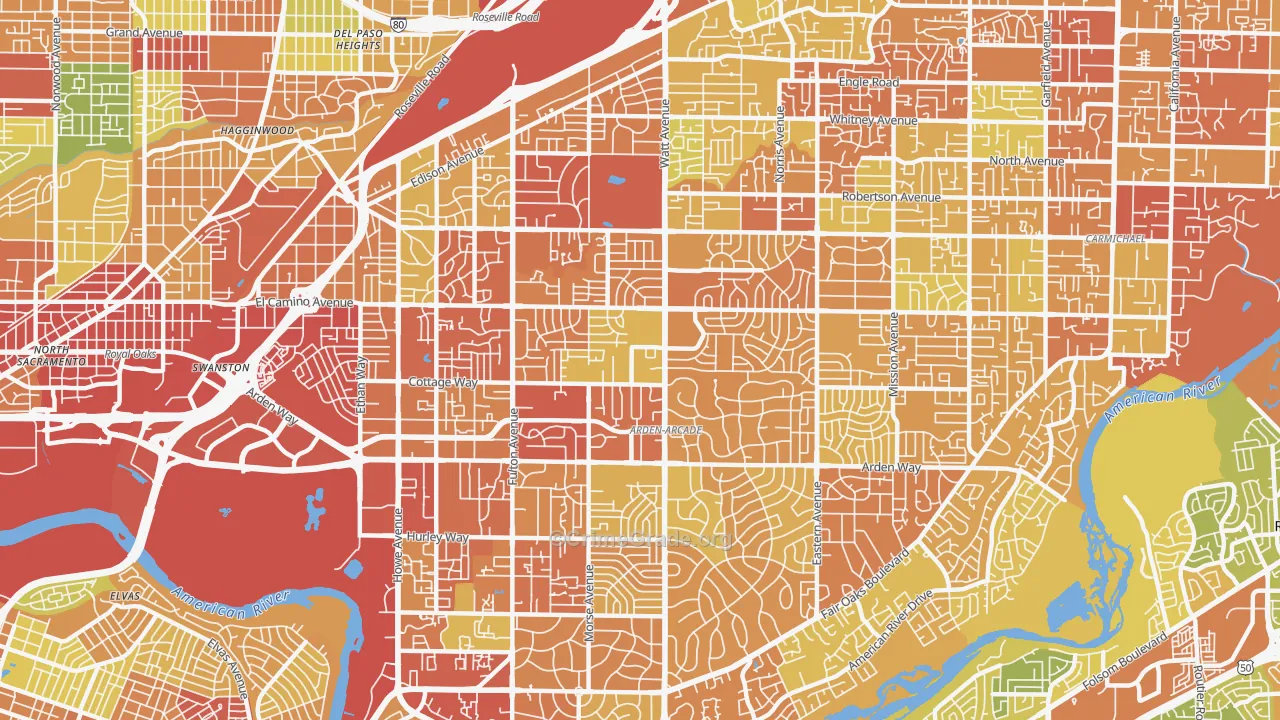 Arden-Arcade, CA Map of Drug-Related Crime Rates