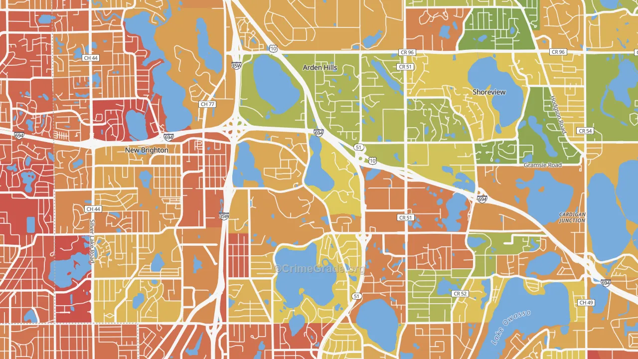 Arden Hills, MN Map of Drug-Related Crime Rates