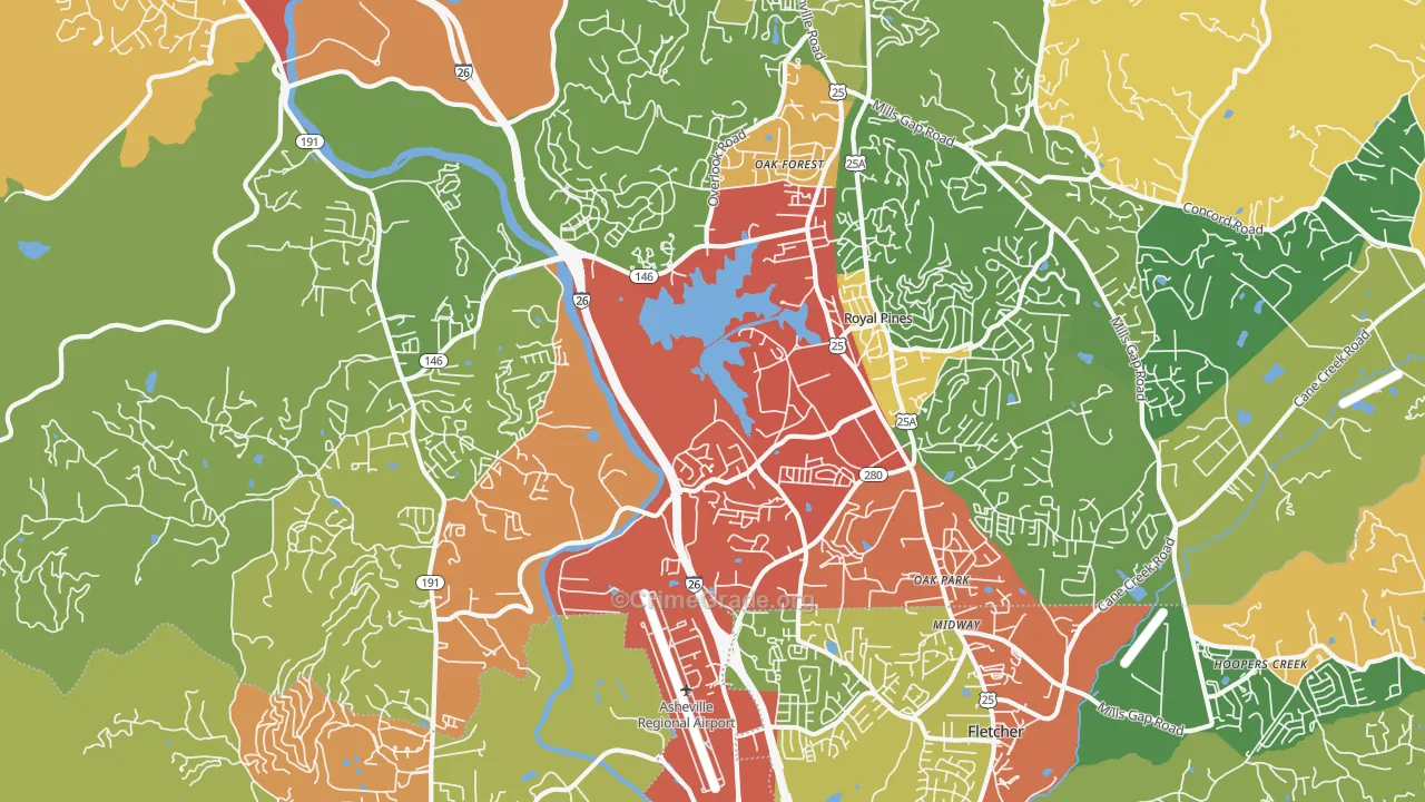 Arden, NC Map of Drug-Related Crime Rates