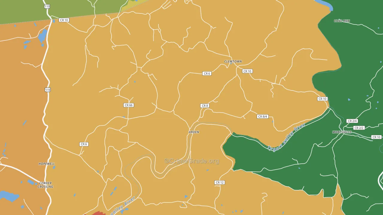 Arden, WV Map of Drug-Related Crime Rates