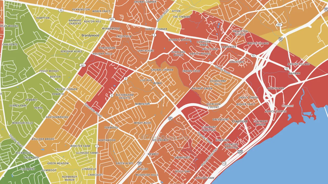 Ardentown, DE Map of Drug-Related Crime Rates