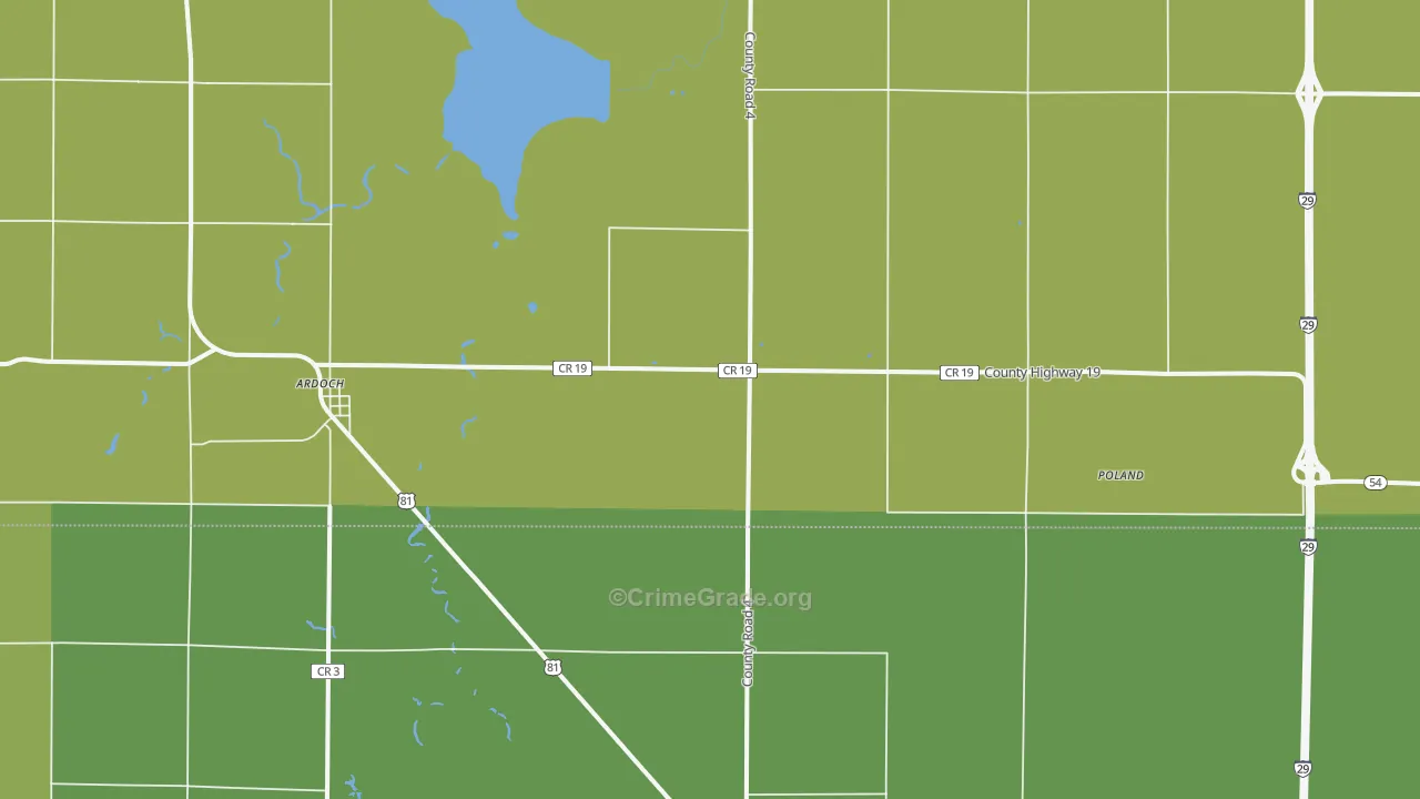 Ardoch, ND Map of Drug-Related Crime Rates