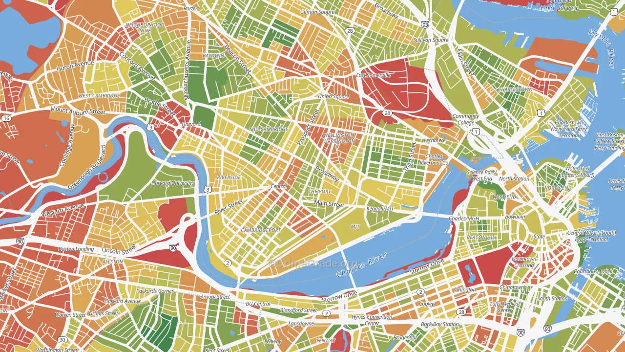 Area IV, Cambridge, MA Map of Drug-Related Crime Rates