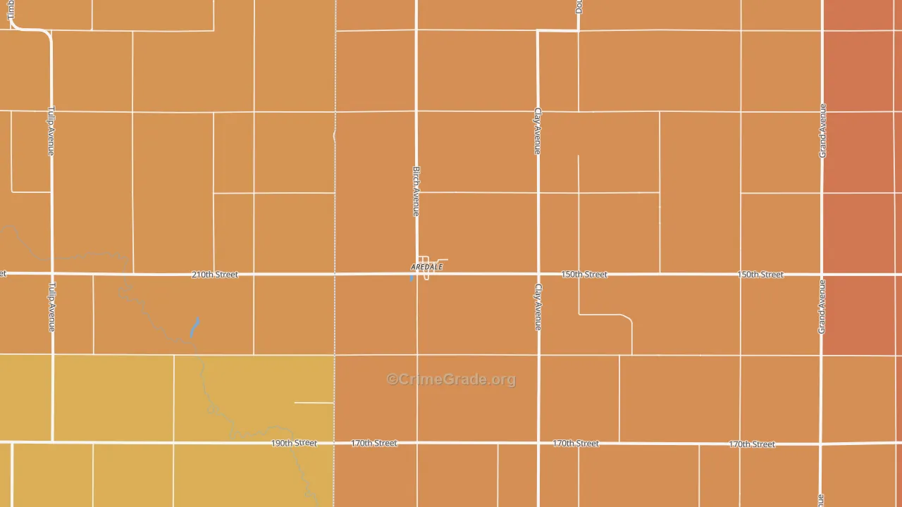 Aredale, IA Map of Drug-Related Crime Rates