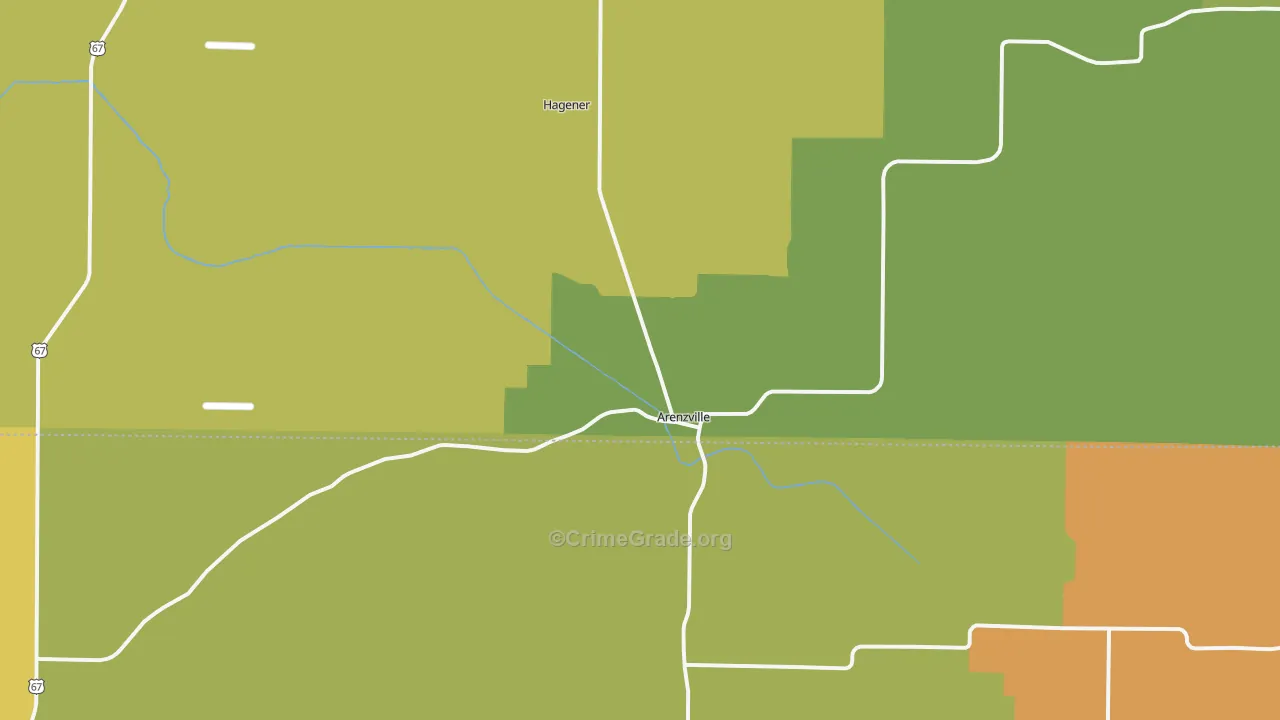 Arenzville, IL Map of Drug-Related Crime Rates