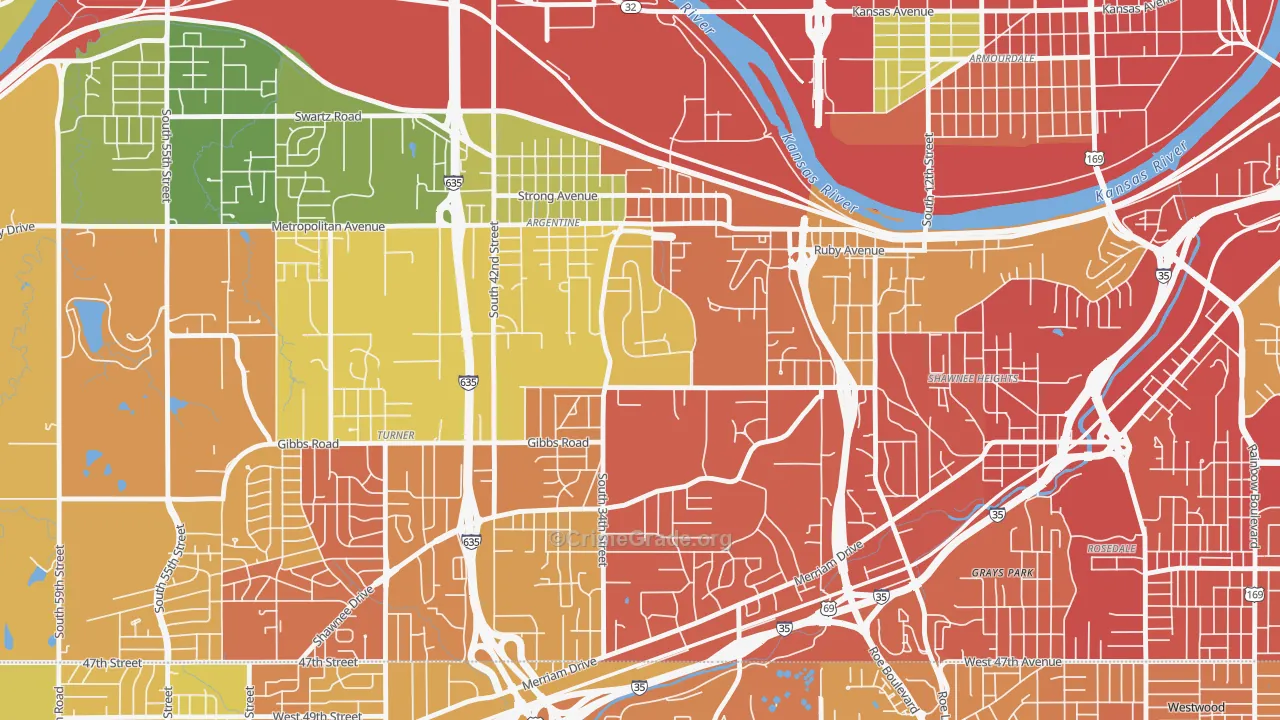 Argentine, Kansas City, KS Map of Drug-Related Crime Rates