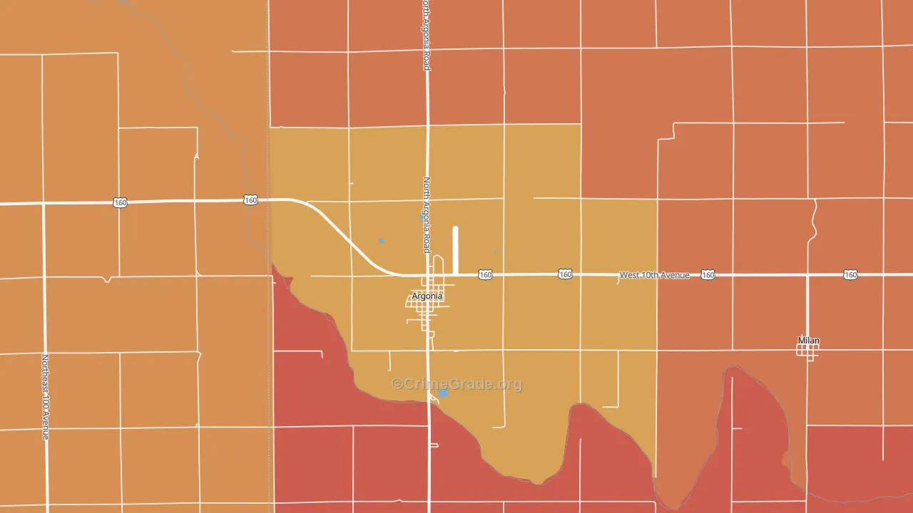 Argonia, KS Map of Drug-Related Crime Rates