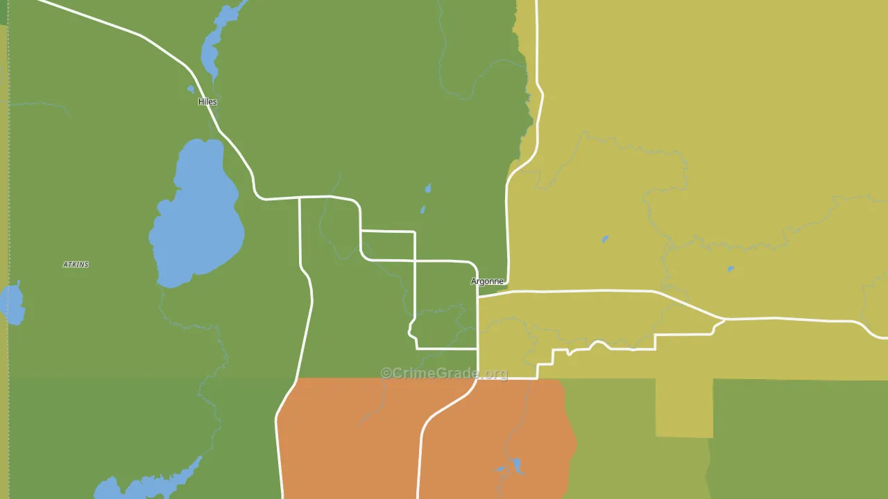 Argonne, WI Map of Drug-Related Crime Rates