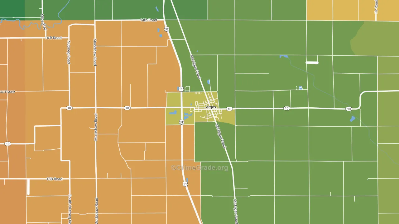 Argos, IN Map of Drug-Related Crime Rates