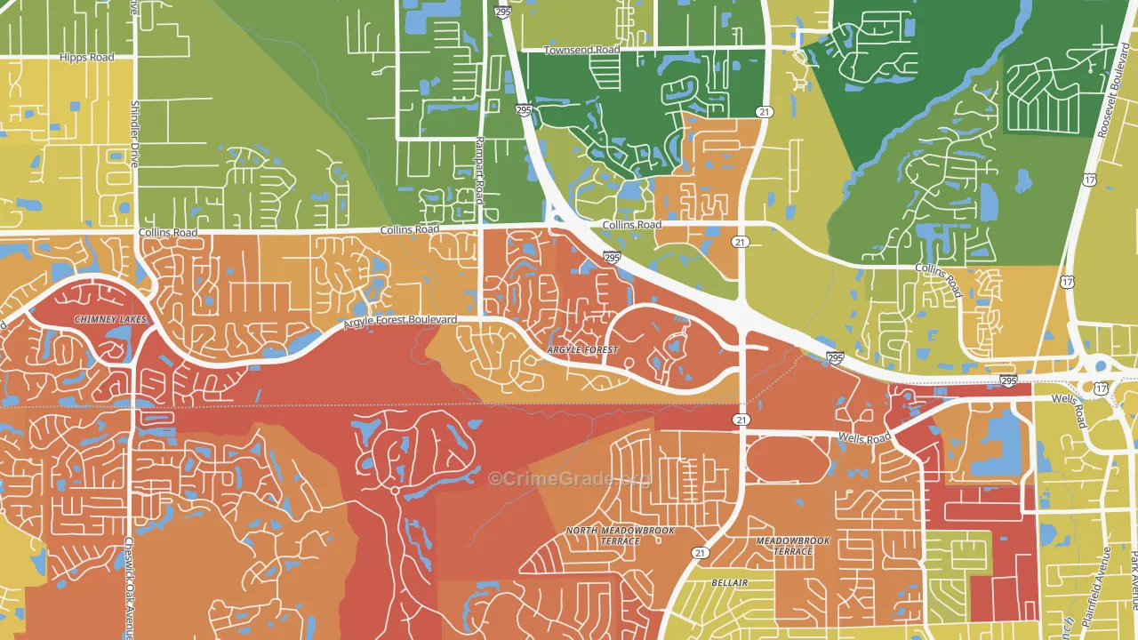 Argyle Forest, Jacksonville, FL Map of Drug-Related Crime Rates