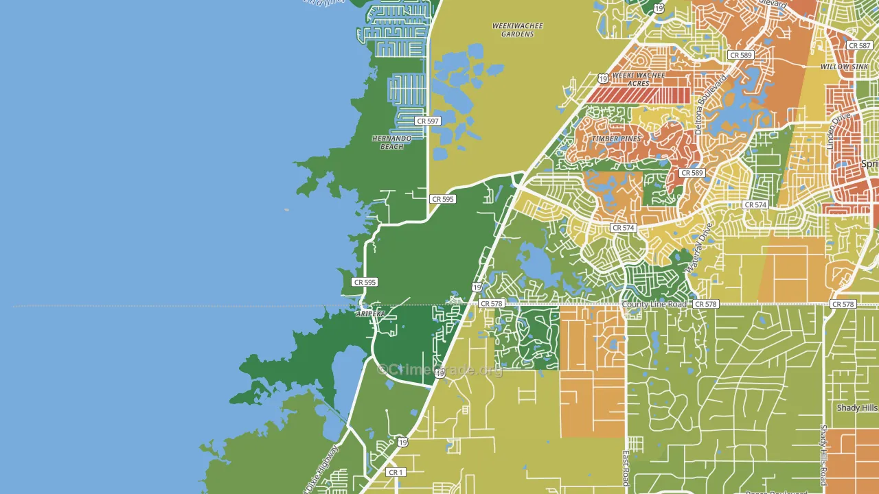 Aripeka, FL Map of Drug-Related Crime Rates