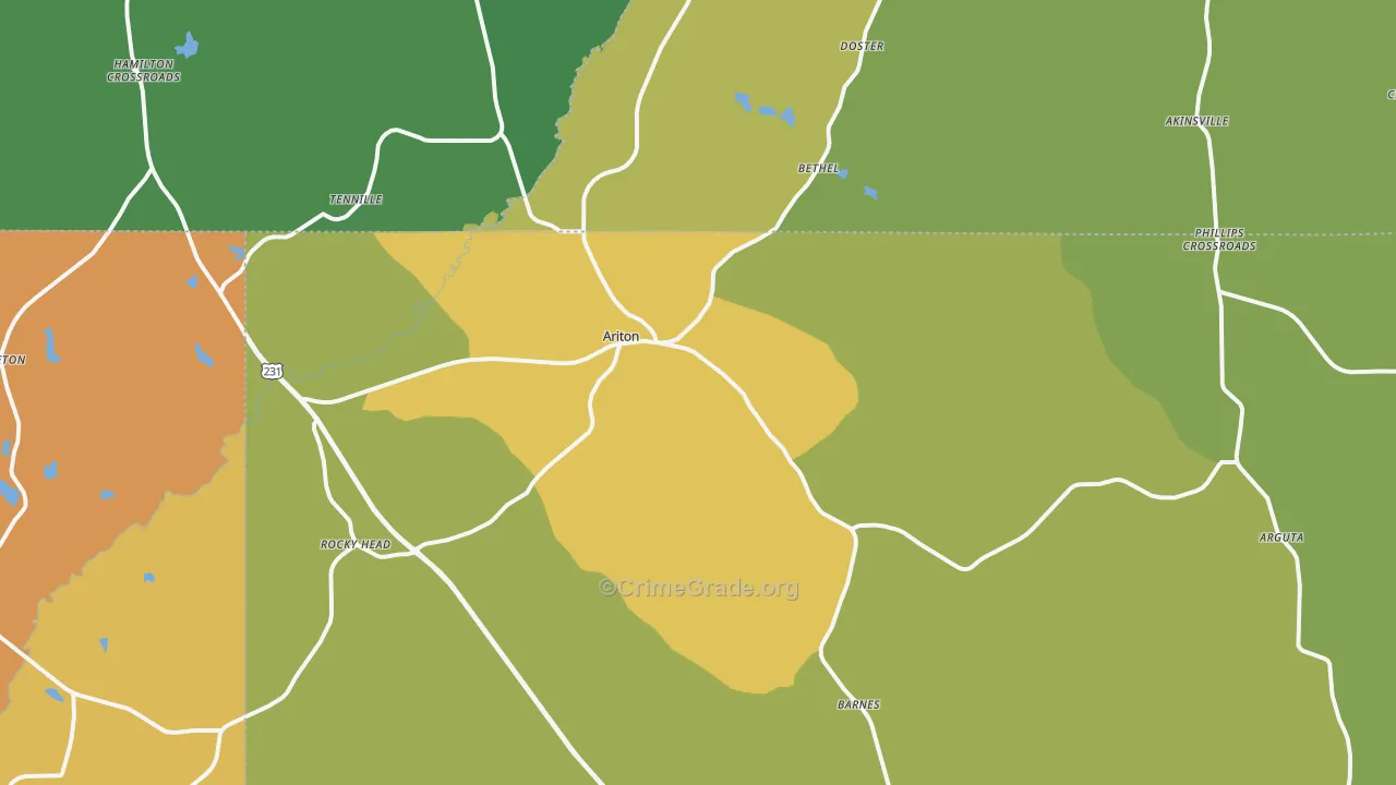 Ariton, AL Map of Drug-Related Crime Rates