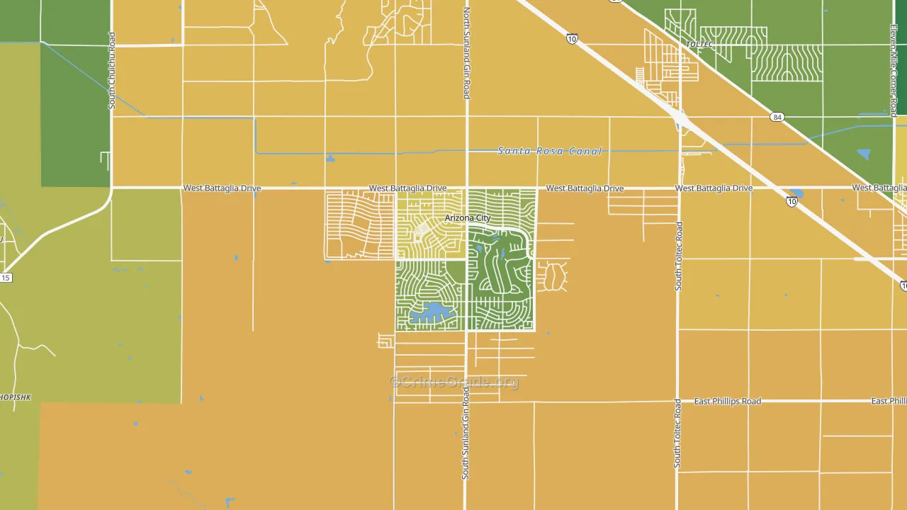 Arizona City, AZ Map of Drug-Related Crime Rates