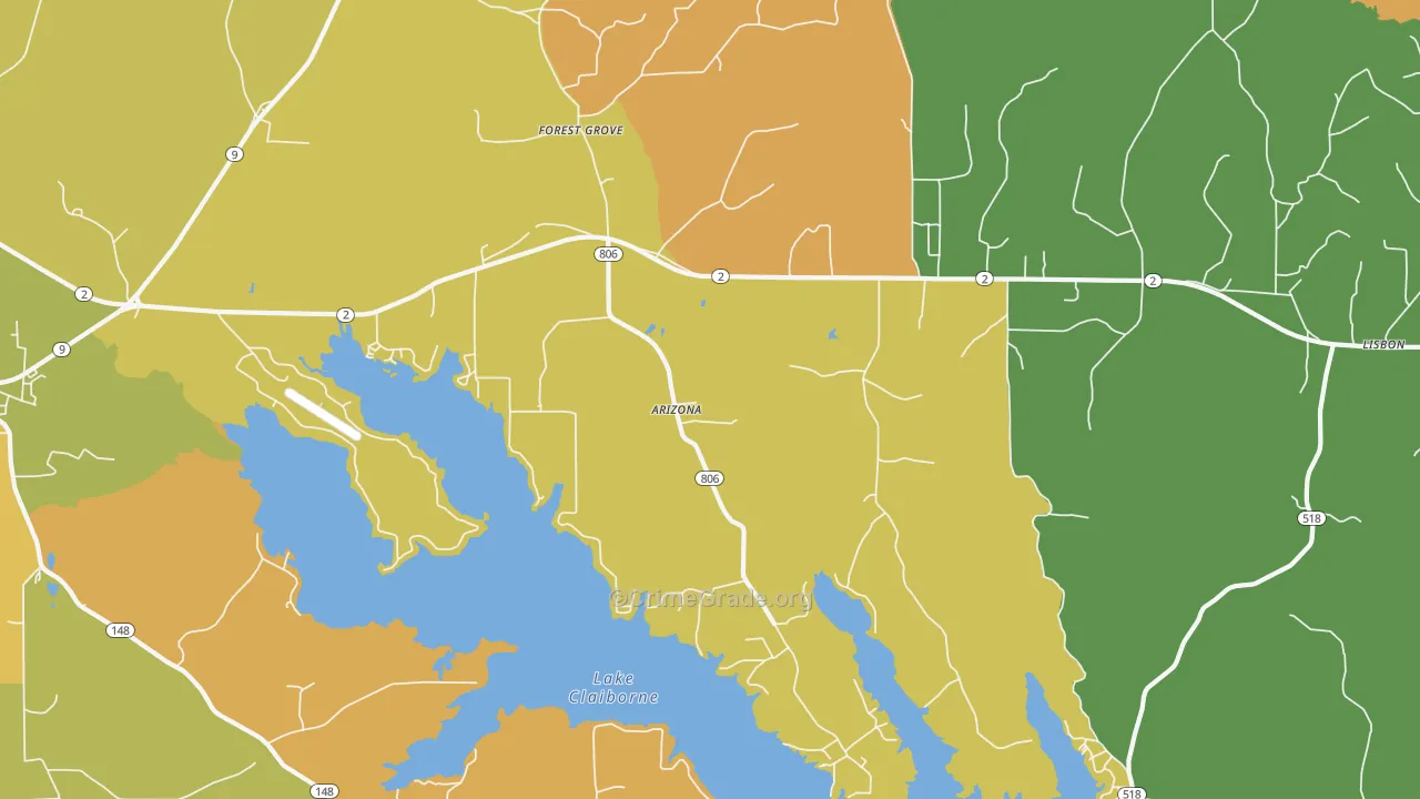 Arizona, LA Map of Drug-Related Crime Rates