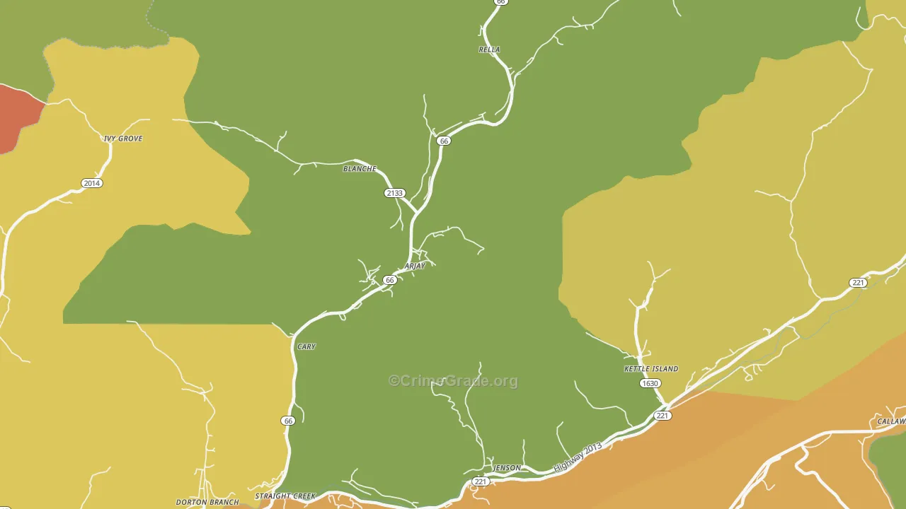 Arjay, KY Map of Drug-Related Crime Rates
