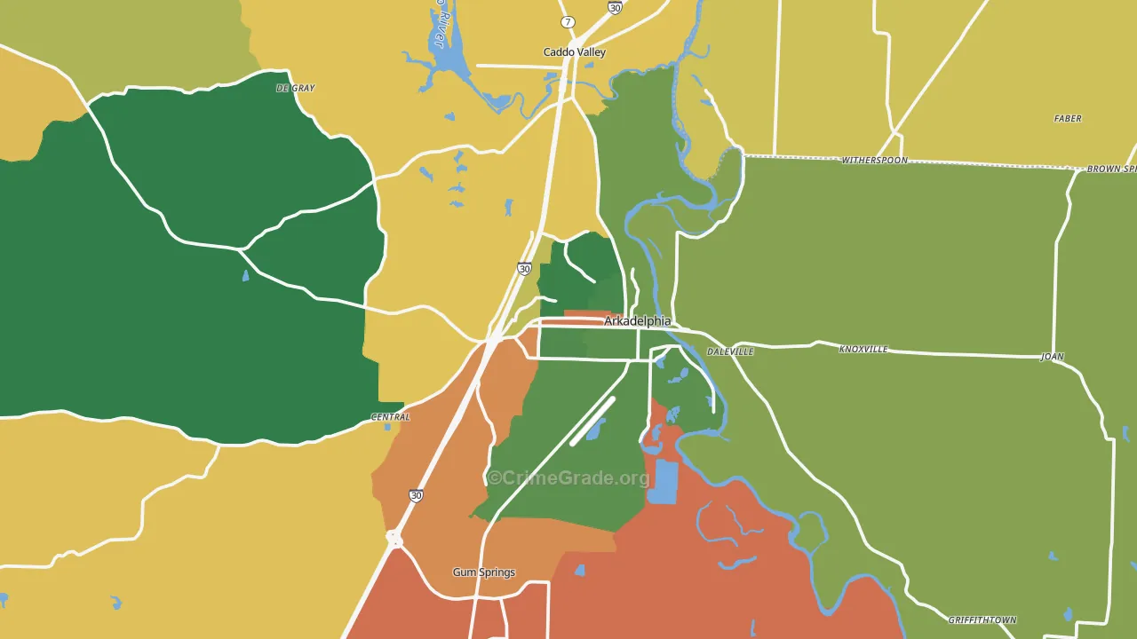 Arkadelphia, AR Map of Drug-Related Crime Rates