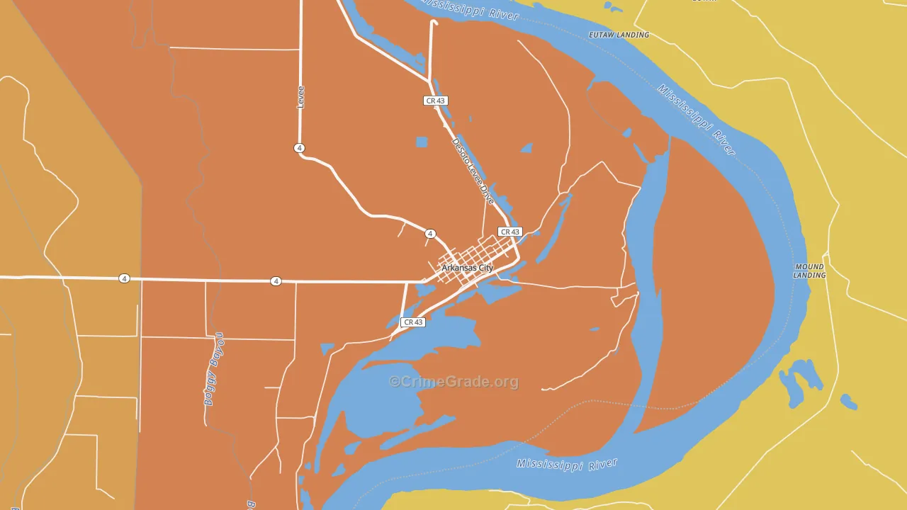 Arkansas City, AR Map of Drug-Related Crime Rates
