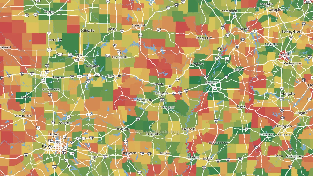 Arkansas Map of Drug-Related Crime Rates