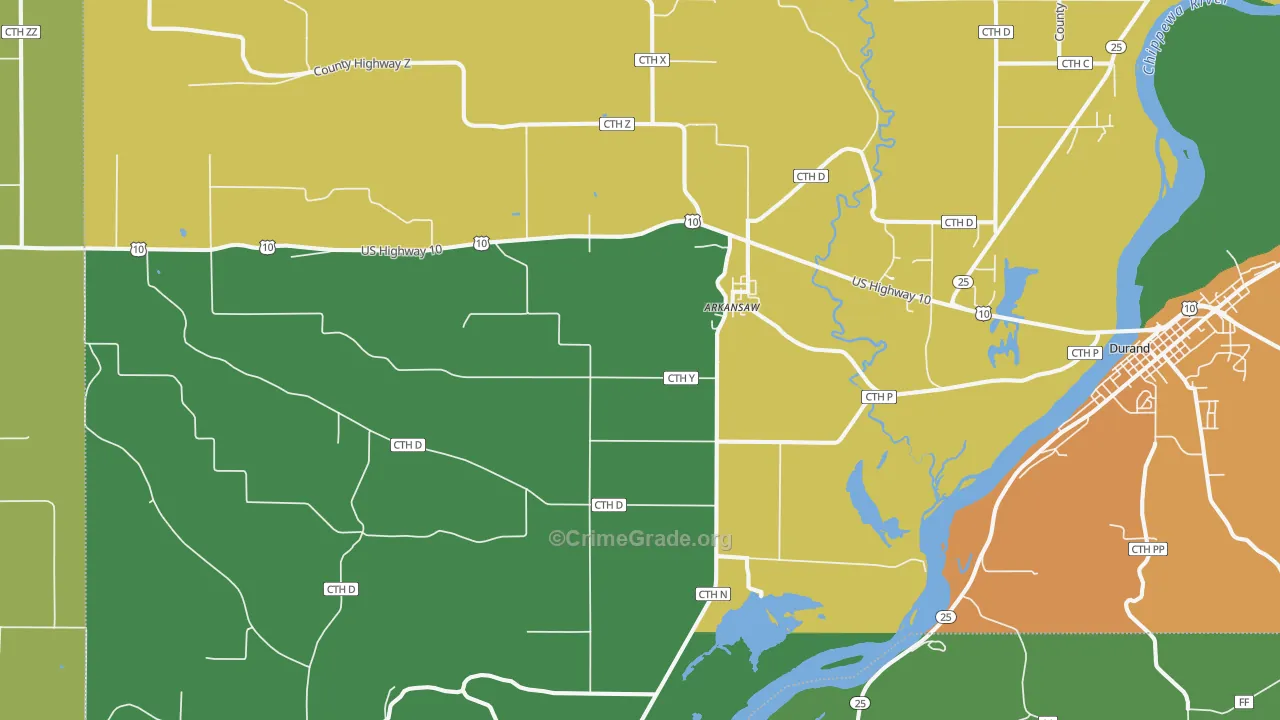 Arkansaw, WI Map of Drug-Related Crime Rates