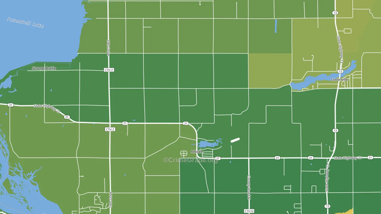 Arkdale, WI Map of Drug-Related Crime Rates