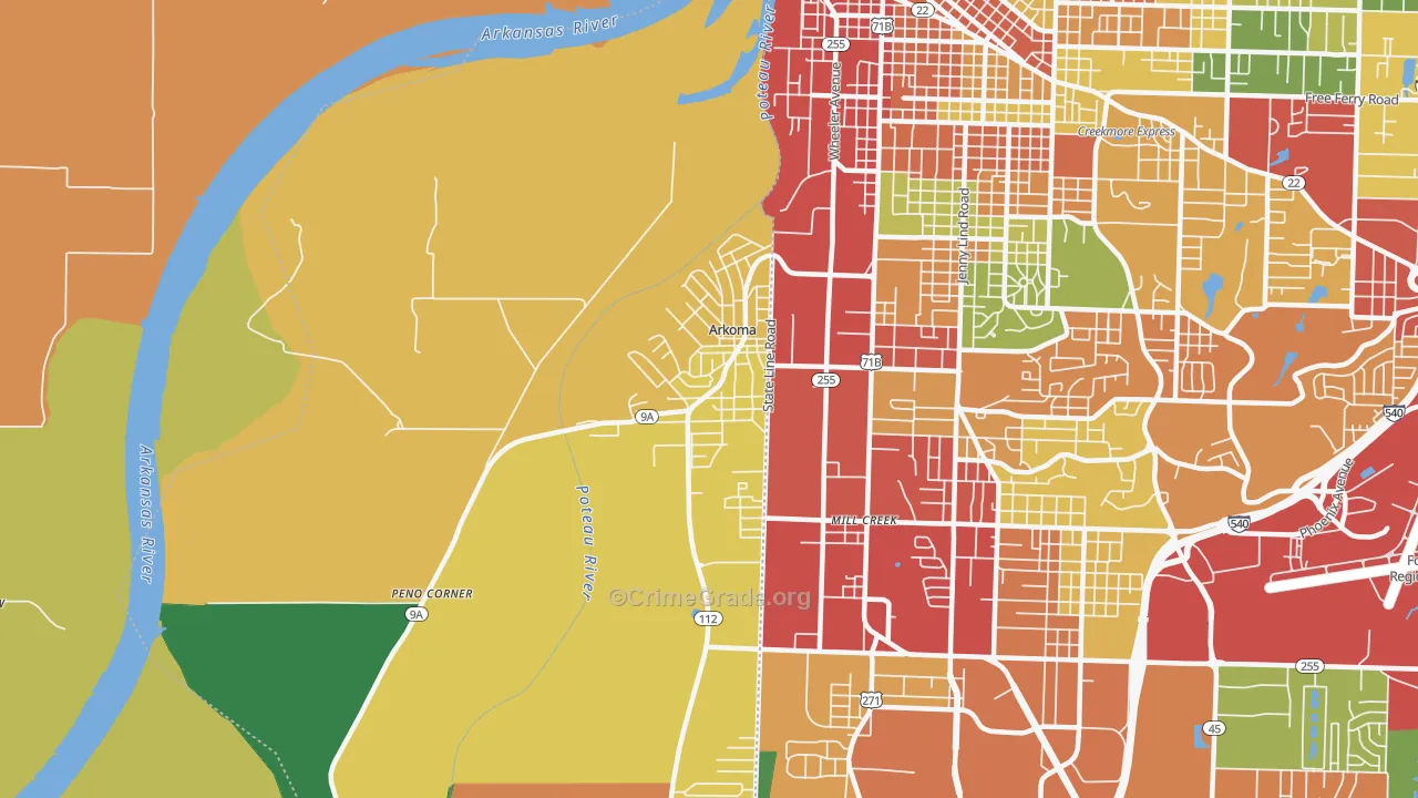 Arkoma, OK Map of Drug-Related Crime Rates