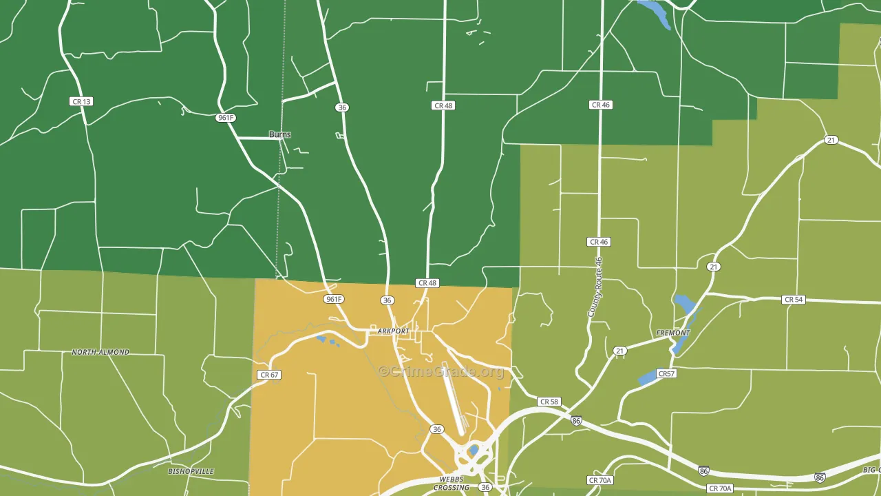 Arkport, NY Map of Drug-Related Crime Rates