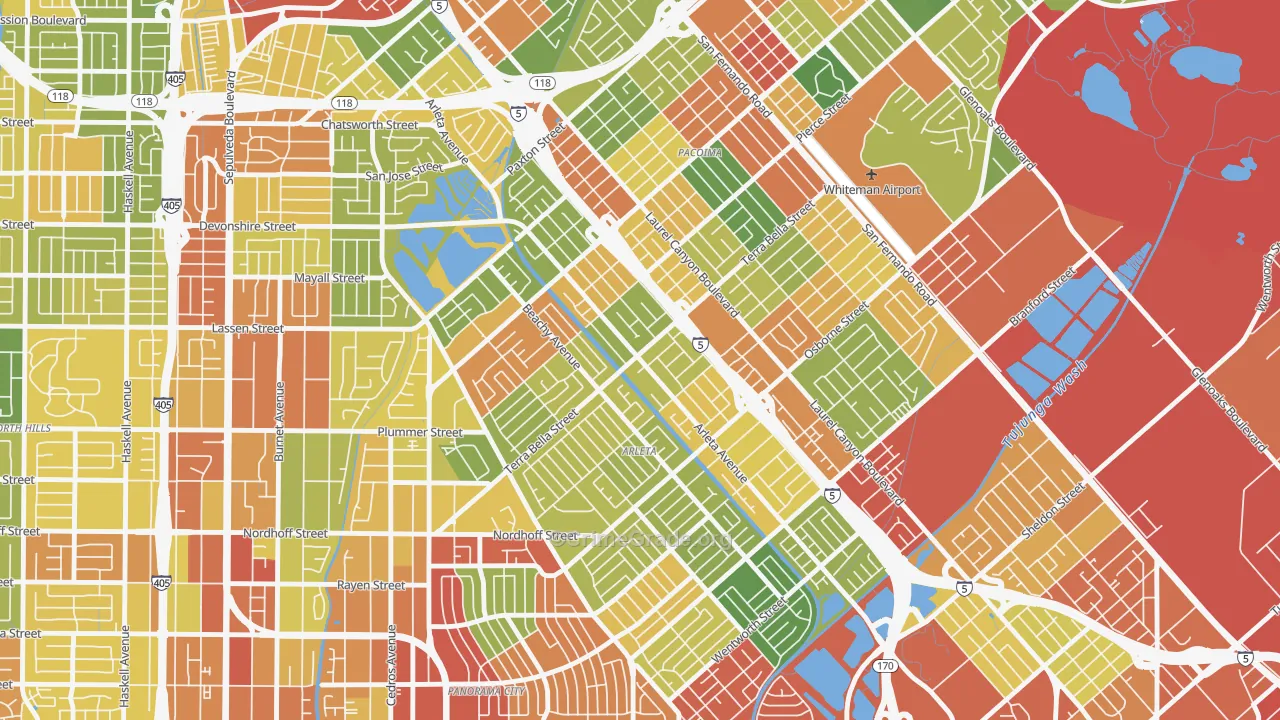 Arleta, Pacoima, CA Map of Drug-Related Crime Rates