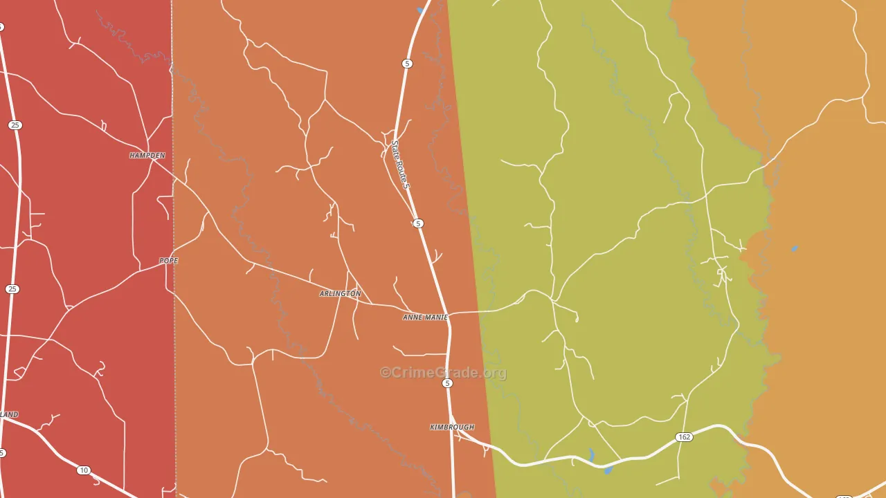 Arlington, AL Map of Drug-Related Crime Rates