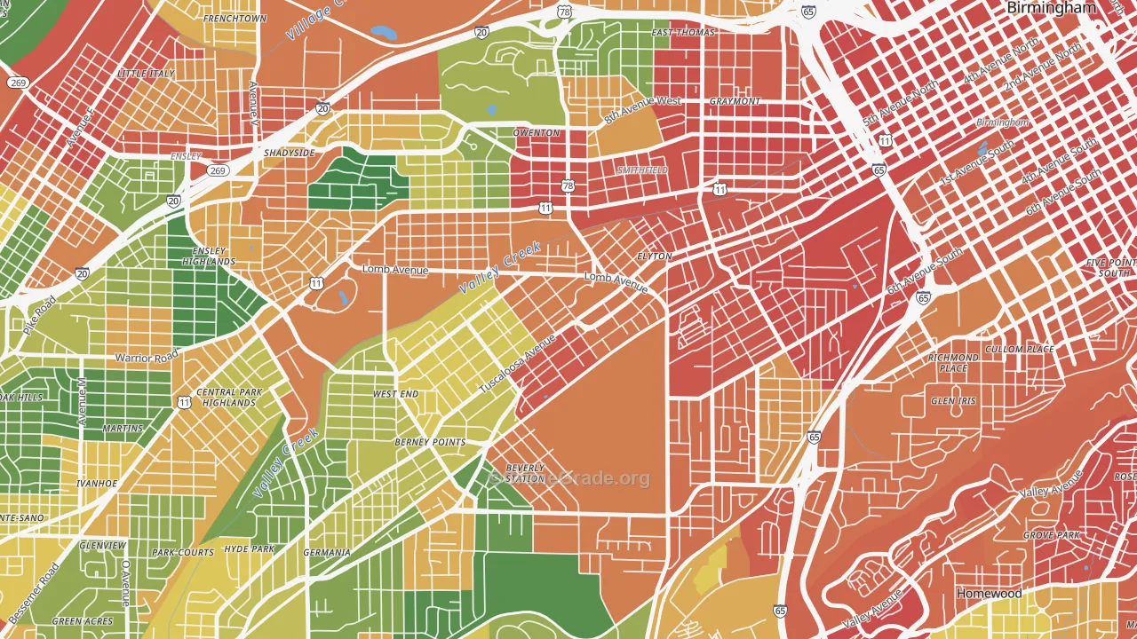 Arlington, Birmingham, AL Map of Drug-Related Crime Rates