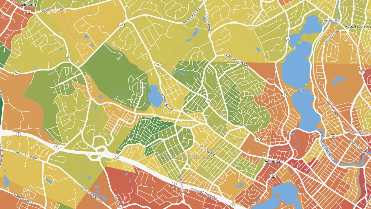Arlington Heights, Arlington, MA Map of Drug-Related Crime Rates