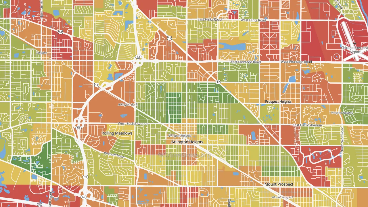 Arlington Heights, IL Map of Drug-Related Crime Rates