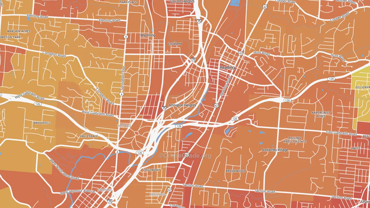 Arlington Heights, OH Map of Drug-Related Crime Rates